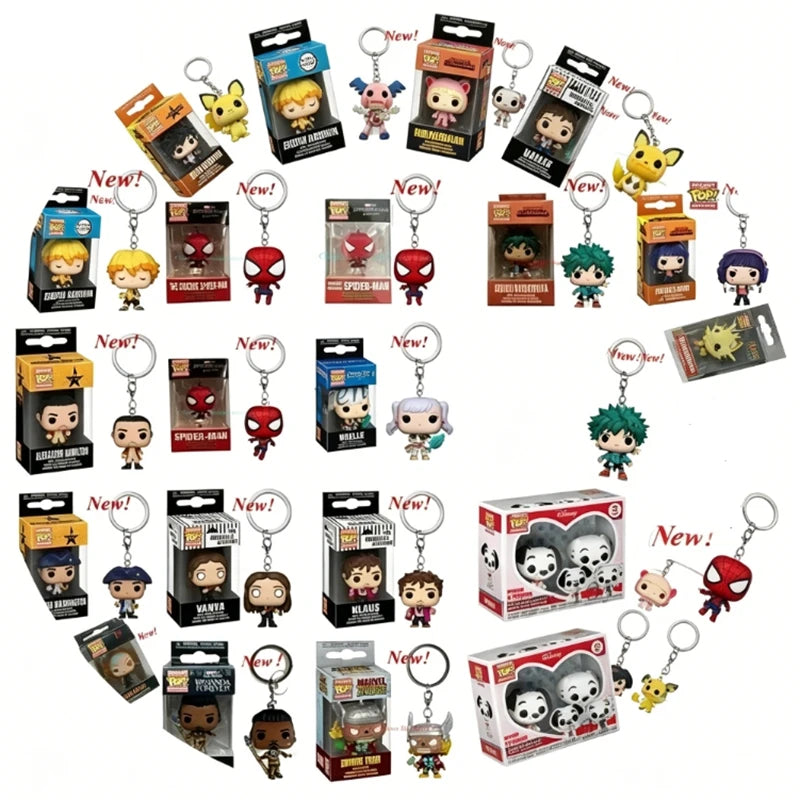 2026 Funko Schlüsselanhänger Ranger Rot Blau Pink Minion Kevin Otto Stuart Spider Spot Vash Ahsoka Inuyasha Homer Sam Sally Figuren Spielzeug