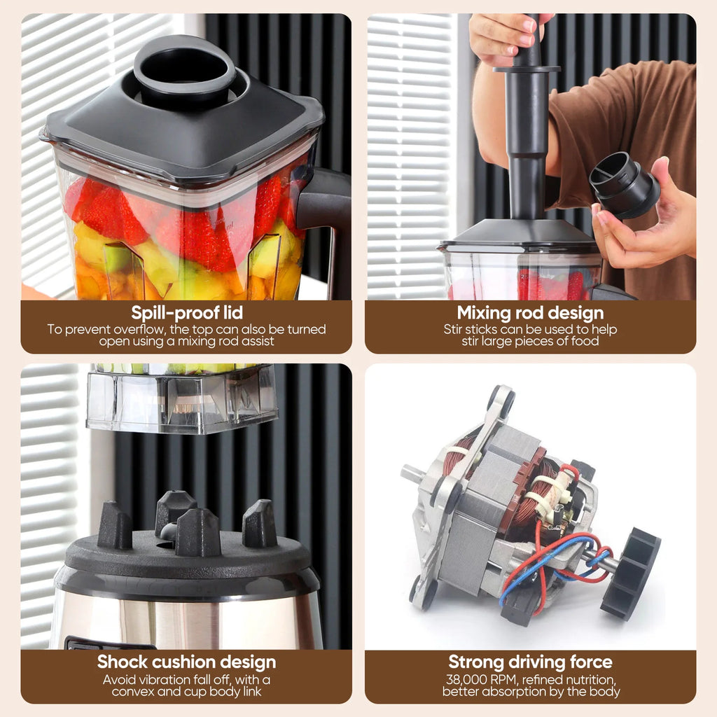 3-in-1 Leistungsstarker Standmixer Entsafter Smoothie Maker 0.5/1.5/2.5L 3 Behälter Küchenmaschine Mixer für Eis Nüsse Obst