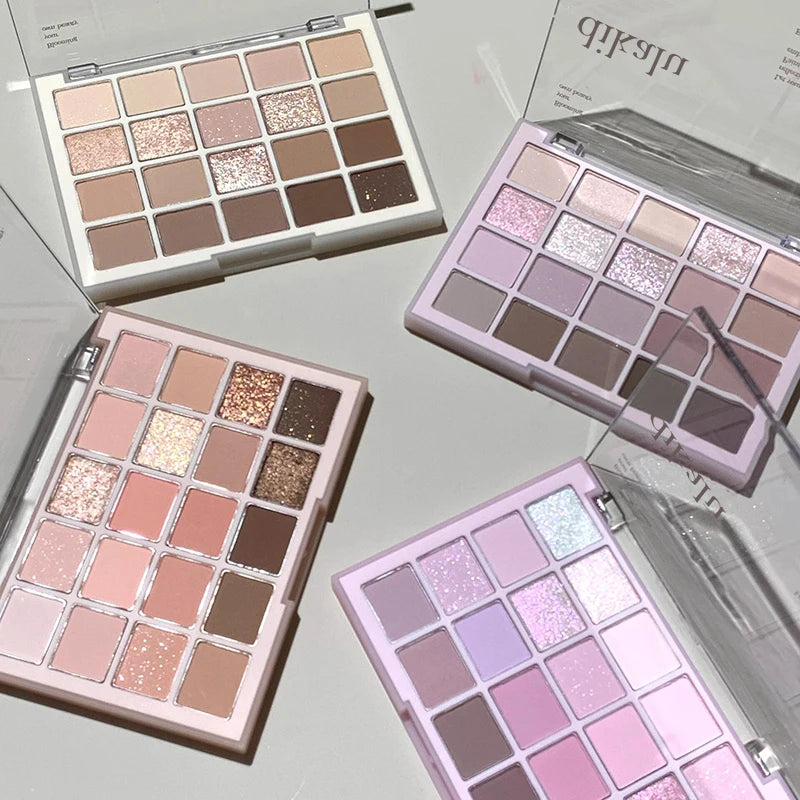 DIKALU 20-Farben Koreanische Lidschatten-Palette mit geringer Sättigung Matt Wasserfest Braun Rosa Lidschatten-Palette Langanhaltendes Tages-Make-up