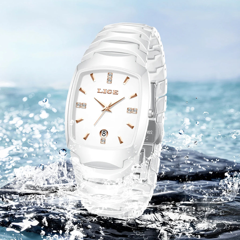 LIGE Fashion Luxury Woman Watch Simple Elegant Stainless Steel Casual Quartz Watches for Women Calendar Ladies Romantic Gift New