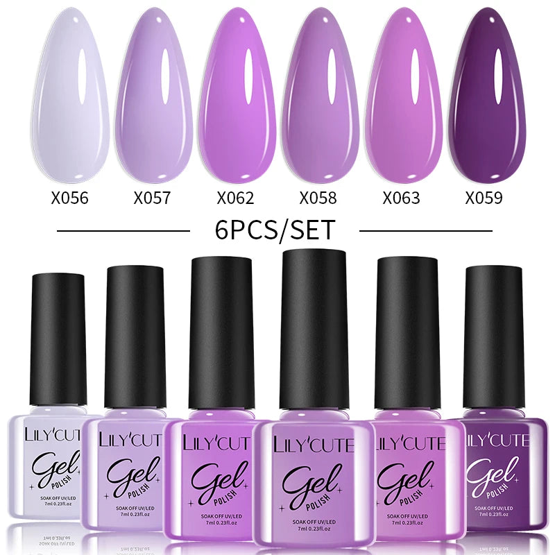 LILYCUTE 6PCS Gel-Nagellack-Set Sommer Neon Nagellack-Gel-Kits für DIY Nagel Semi-Permanenter UV-Lampe Gellack Nagellack-Set