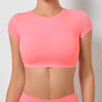 Hearuisavy Sommer Personalisierbare Sportshirts Workout Sportbekleidung Rückenloses Yoga-Kleidungsstück Brustpolster Sport Crop Tops Gym Top Damen