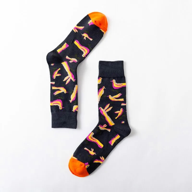 1 Paar Damensocken Cartoon Hund Krake Blume Pflanze Kawaii Lustige Freizeit Damen Baumwollsocken Strümpfe Streetwear Harajuku Crew Socken