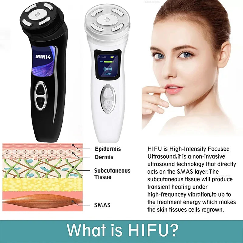 MINI HIFU 4. Generation Lifting-Gerät EMS Warmes Ultraschall-Gesichts-Augenmassage-Instrument Hautfestigende Heimgebrauchs-Spa-Schönheitsgeräte