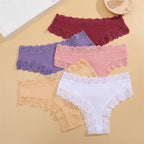 FINETOO 3er-Pack Damen Baumwollunterwäsche Slips Sexy Spitze Brasilianischer Slip Niedrige Taille Blumenmuster Einfarbig G-String Atmungsaktive Dessous