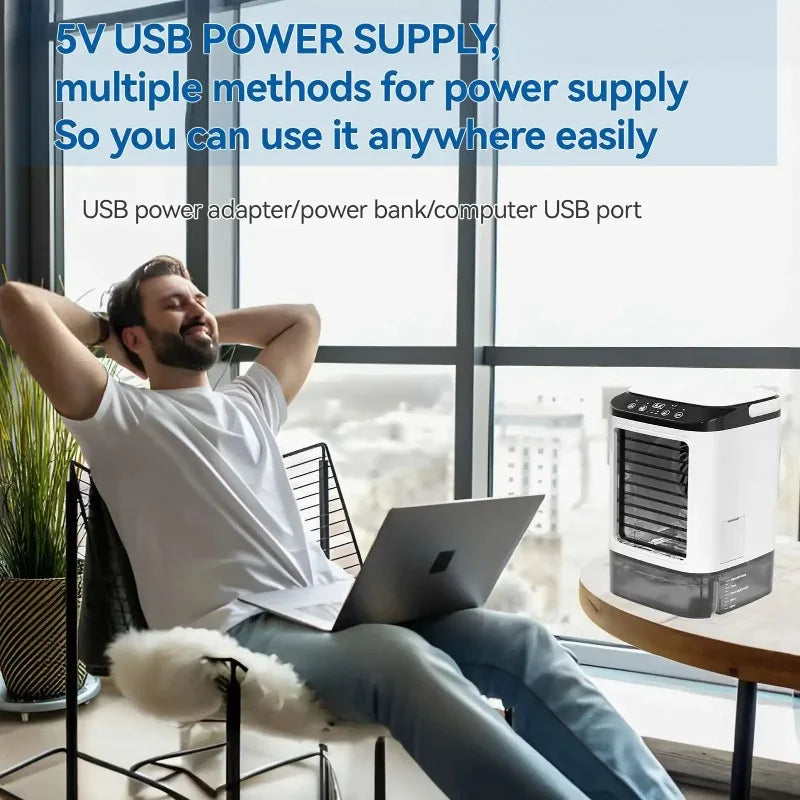 Leiser 3-Stufen Tragbarer Klimaanlage Mini-Verdunstungskühler Luftbefeuchter für Schlafzimmer