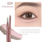 Matter aufhellender Seidenraupen-Stift, Pinkbrauner zweifarbiger Highlighter-Konturschattenstift mit Detail-Verblendpinsel für Augen-Make-up