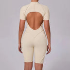 Damen-Trainingsanzug Fitness-Workout Sportkleidung Outfit Reißverschluss-Jumpsuit Yoga Fitness Overall Set Offene Rücken Bodysuits Anzug für Damen