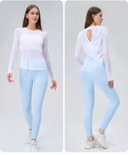 Yogaanzug Damen Langarmshirts Schöne Rücken Sportanzug Tops Schmale Lose Bluse Pilates Fitness Gym Anzug Laufbekleidung