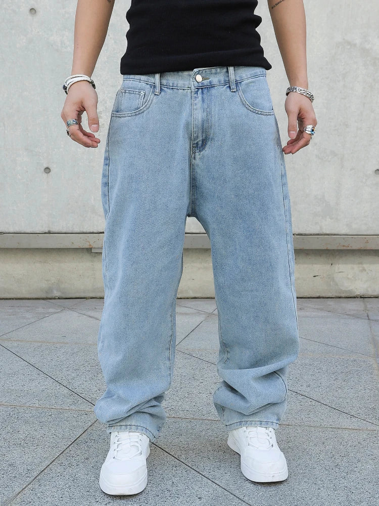 Frühling Herbst Herren Baggy Jeans Oversize Straight Loose Lässige Denim Hose Unifarben Streetwear Fashion Y2k Weite Hosen