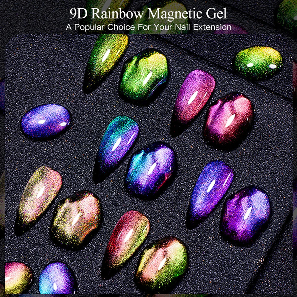 MEET ACROSS 3Pcs/Set 9D Cat Magnetic Gel Nail Polish With Magnetic Stick Semi Permanent Soak Off Nail Art UV LED Gel Varnish Kit