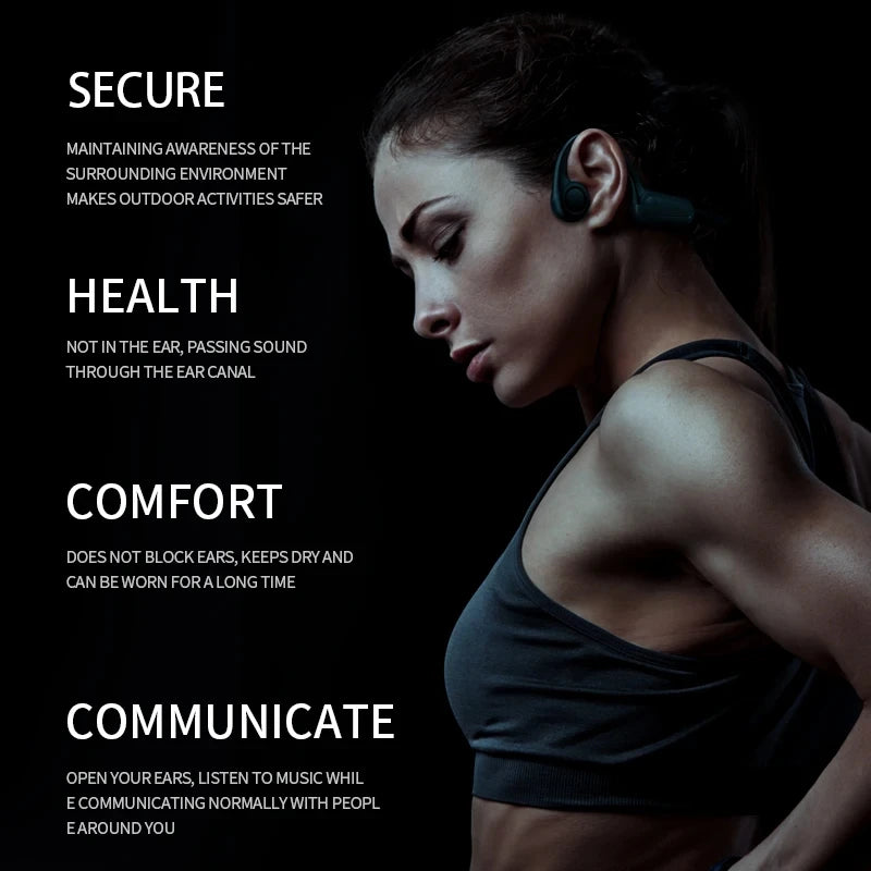 Lenovo Neue Real Knochenleitungs-Sportkopfhörer Kabelloser Ohrhörer Bluetooth-kompatibles Headset Freisprechfunktion mit Mikrofon zum Laufen
