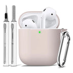 Silicone Cases With Hook For Airpods1/2 Protective Shockproof Wireless Earphone Cover For Airpod 2 1 Box Bags With Cleaner Kit