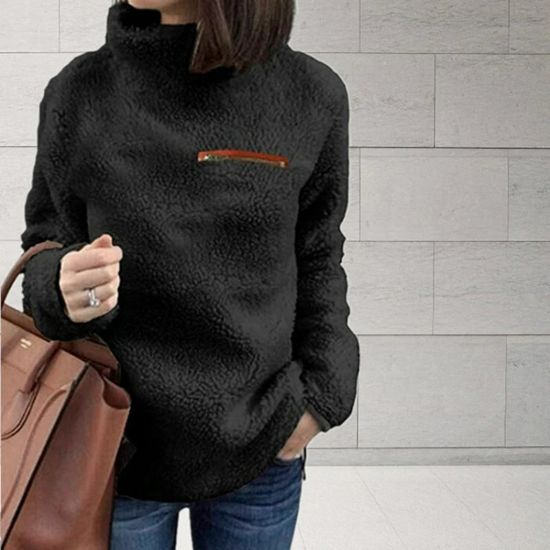 Winter Superweicher und bequemer einfarbiger Rollkragenpullover Damenpullover Mode Reißverschluss Sexy Oberteil Damen Hipster Kleidung