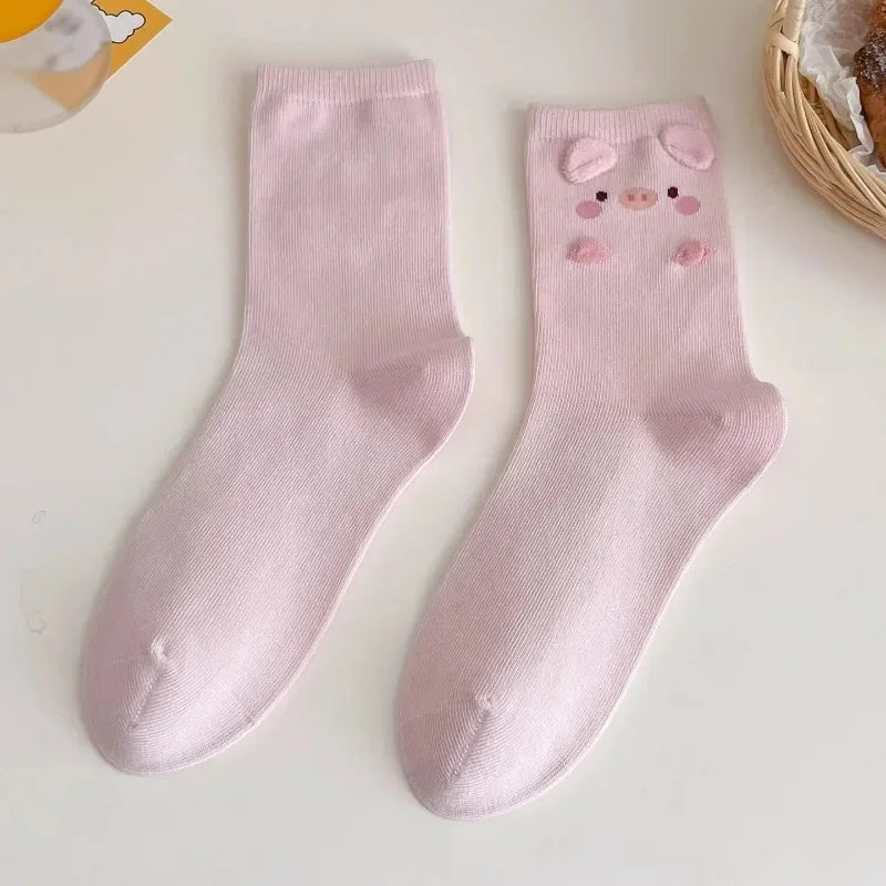 Mode Süß Niedlich 3D Tierohren Schwein Strumpfwaren Winter Warme Cartoon-Socken für Kinder Harajuku Baumwolle Weiche Hausschuhsocke