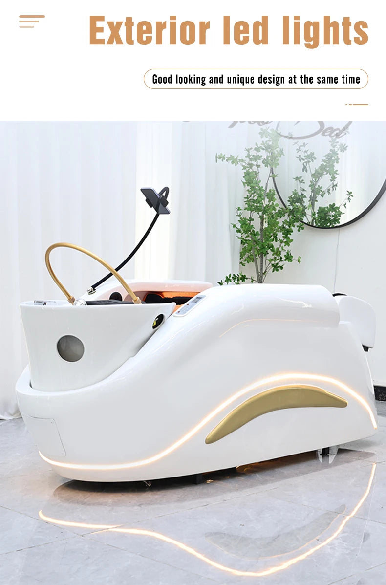 Professionelles, beliebtes elektrisches Salon-Kopfwäschebett mit Kopftherapie und Dampfgerät
