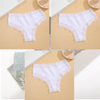 FINETOO 3er-Pack Damen Baumwollunterwäsche Slips Sexy Spitze Brasilianischer Slip Niedrige Taille Blumenmuster Einfarbig G-String Atmungsaktive Dessous