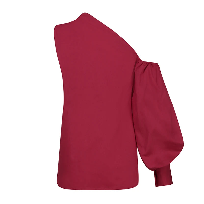 Sexy schulterfreie Damenhemden Sommer Laternenärmel Bluse Casual Loose Solid Tops Lady Elegante Blusen Femme Streetwear Hemd