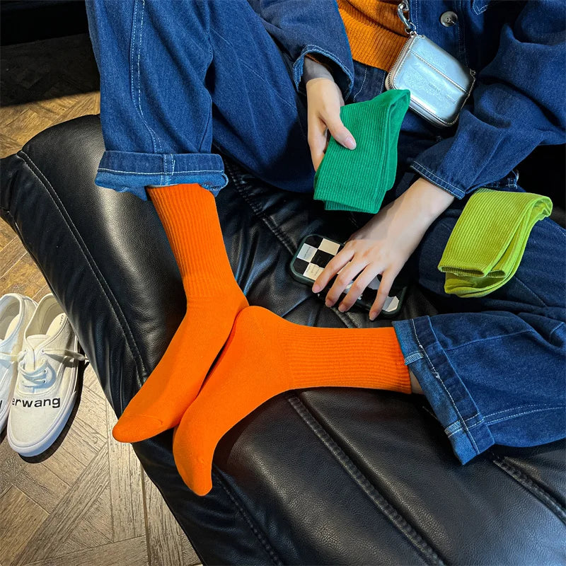 33 Farben Sommer Baumwolle Weiche Socken Fröhlich Bunte Damen Mid-Tube Strümpfe Modetrend Rot Grün Knöchelsocken Herbst Strumpfwaren
