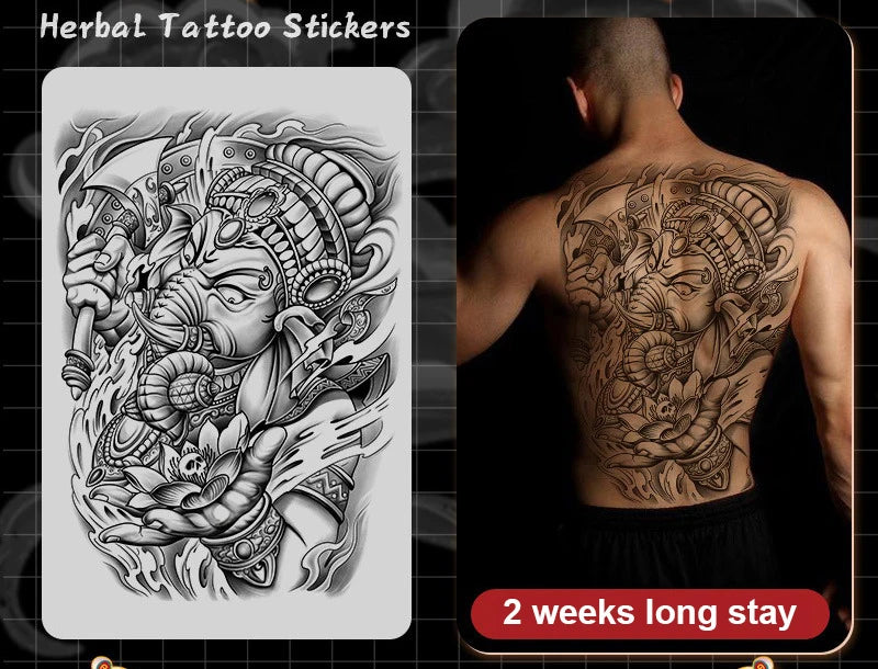 Magic Juice Tinte Wasserdichte Tattoo Aufkleber Große Größe Kräutersaft Temporäre Tattoos Männer Body Art Drache Tiger