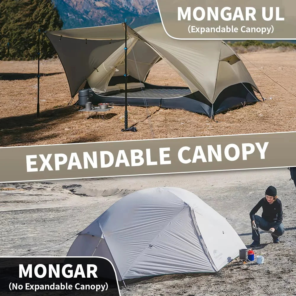 Naturehike Mongar UL 2 Zelt 2 Personen Trekkingzelt 20D Ultraleichtes Reisezelt Wasserdichtes Wanderzelt Überlebenszelt Outdoor Camping Zelt