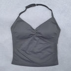 Verstellbares Sport-Neckholder-Oberteil Damen Rückenloses Gym-Top mit integriertem BH Yoga-Kleidung Ärmellose Shirts Workout-Outfits Tanktop