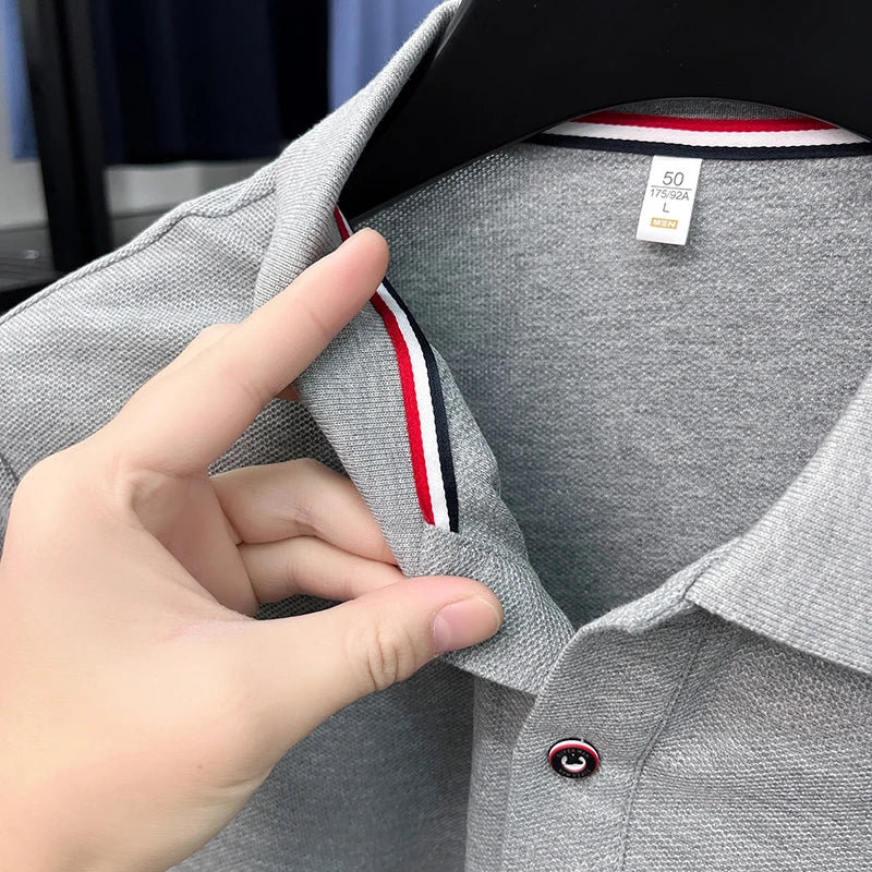 Luxusmarke Herren hochwertiges Kurzarm-Poloshirt Revers Stickerei Welpe Manschette Streifen T-Shirt Business Freizeit Herrenbekleidung
