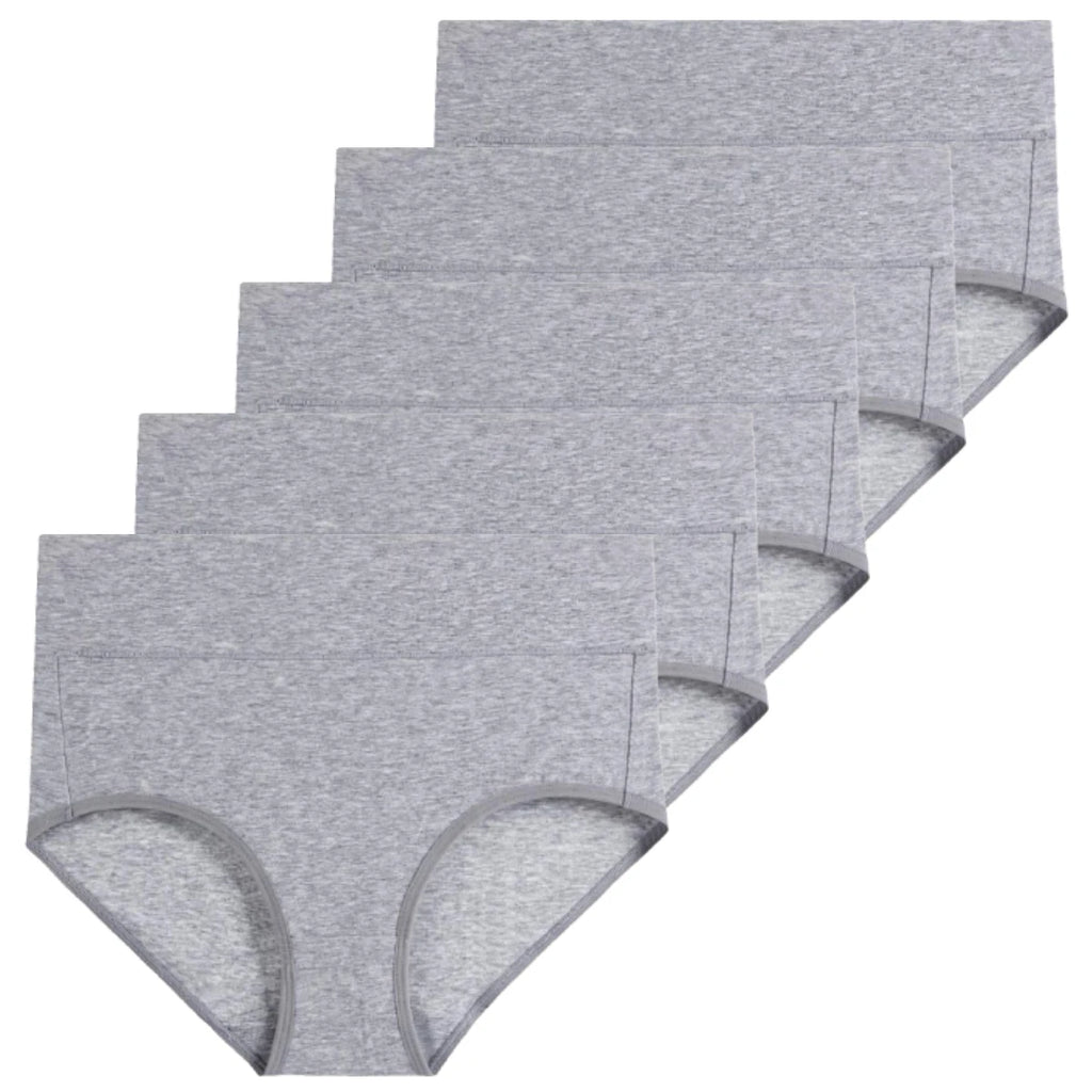 Molasus 5 Stück Damen Baumwollunterhosen Nahtlose Unterwäsche Hohe Taille Volle Abdeckung Damen Slips Set Atmungsaktive Unterhosen Übergröße