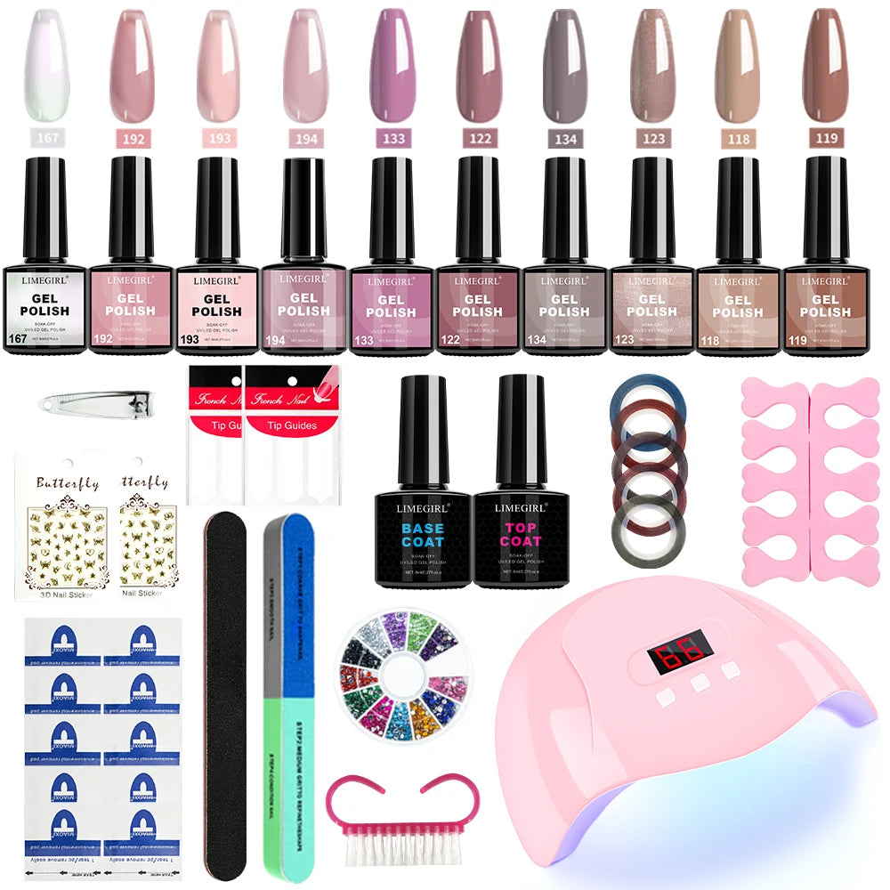 LIMEGIRL Gel-Nagellack-Kit UV Soak-off Gel Primer Polish Maniküre-Kit mit UV LED Lampe Trockner Semi-permanentes Gel-Nagellack-Kit Hauptbild
