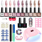 LIMEGIRL Gel-Nagellack-Kit UV Soak-off Gel Primer Polish Maniküre-Kit mit UV LED Lampe Trockner Semi-permanentes Gel-Nagellack-Kit