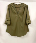 2024 Qualität Heißer Verkauf Plus Size Tiefer V-Ausschnitt Damenbluse Chiffon Coole lockere Hemd Mode Freizeit Damen Tops Sexy Reißverschluss Pullover