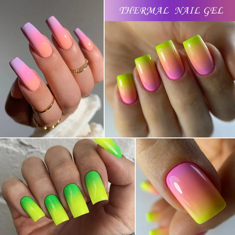 LILYCUTE 7ML 6PCS Neon Gel Nagellack Set fluoreszierend Farbwechsel Semi Permanent Soak Off Maniküre-Kit Nail Art Gel