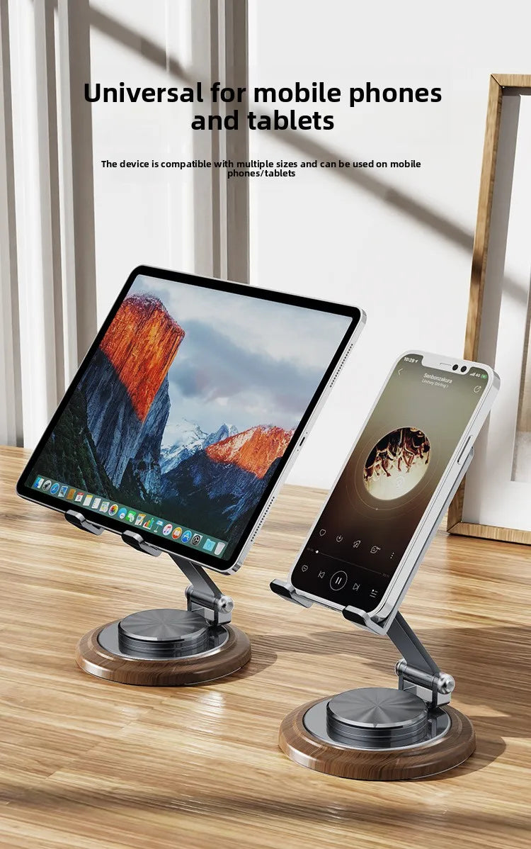 Handyhalterung aus schwarzem Walnussholz, Metallständer, 720° drehbar, faltbar, Desktop-Ständer, einfache Aufbewahrung für Mobiltelefon und Tablet-Halter