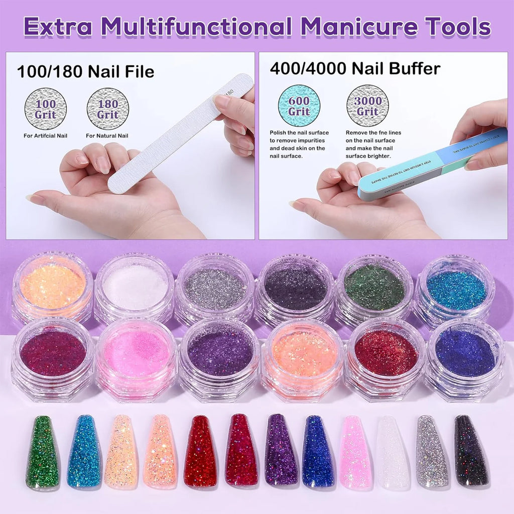 Acryl-Nagelset Starter-Set Acrylpulver mit UV-Licht Professionelle Werkzeuge mit Dekoration für Anfänger Heim-Salon Geschenke