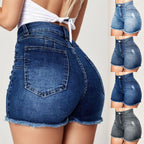 Damen High Waist Po-Lifting Jeans Shorts Ausgefranster Saum Stretchy Bodycon Jeans Shorts Sexy Sommer Club Hot Pants Streetwear 2026