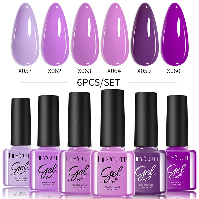 LILYCUTE 6PCS Gel-Nagellack-Set Sommer Neon Nagellack-Gel-Kits für DIY Nagel Semi-Permanenter UV-Lampe Gellack Nagellack-Set