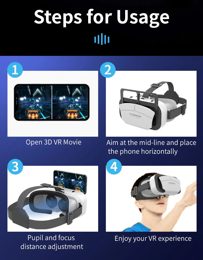 Shinecon VR Brille 3D Headset Virtual Reality Gerät Helm Schutzbrille Linsen Mobile Smartphone Handy Realidade Viar VR