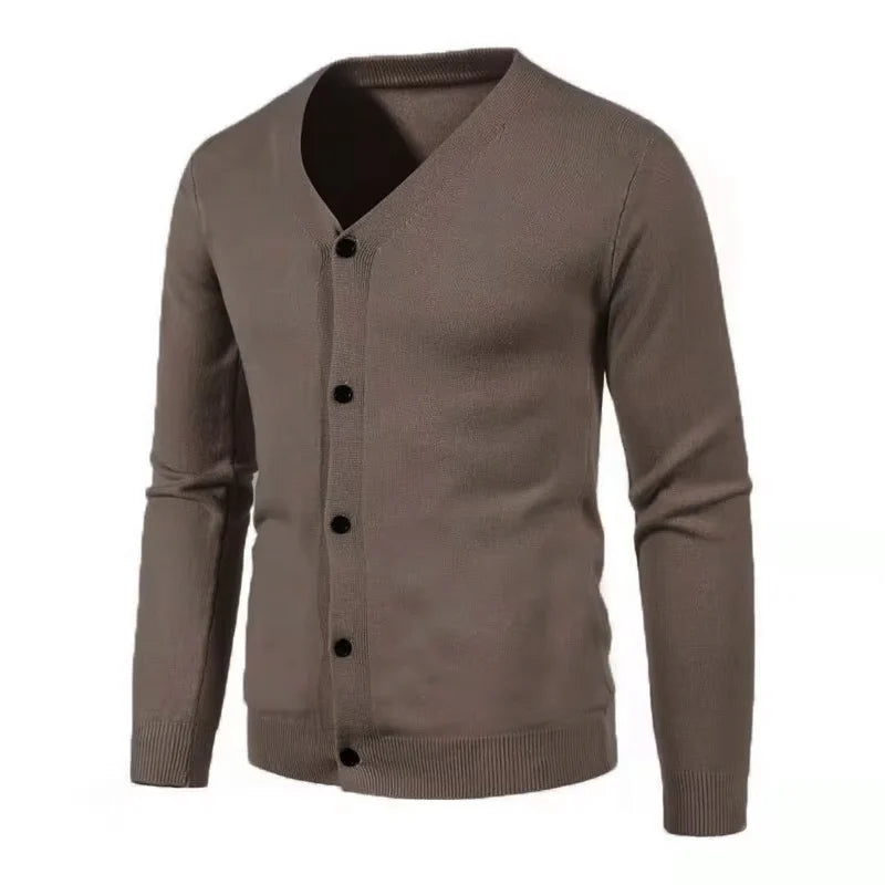 2024 M-5XL Herbst Herren Strickjacke Dünner V-Ausschnitt Basic Elastisch Slim Fit Dünner Pullover Einfarbig Freizeit Vielseitige Jacke