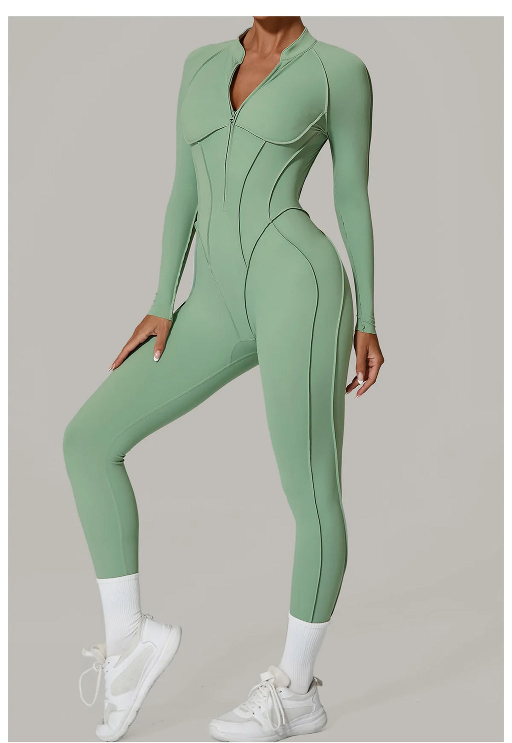 Damen-Trainingsanzug Fitness-Workout Sportkleidung Outfit Reißverschluss-Jumpsuit Yoga Fitness Overall Set Offene Rücken Bodysuits Anzug für Damen