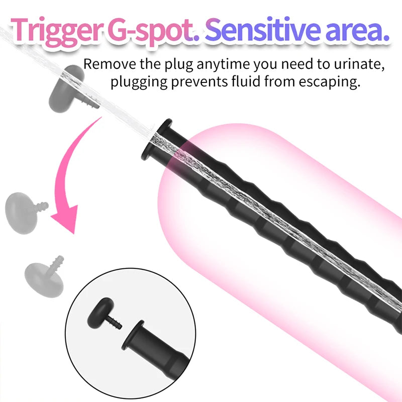 5 Größen gebogene Harnröhren-Sonde Penis-Einführung Stimulation Dilatator Keuschheitskatheter hohler Penis-Plug mit Stopper Sexspielzeug für Männer