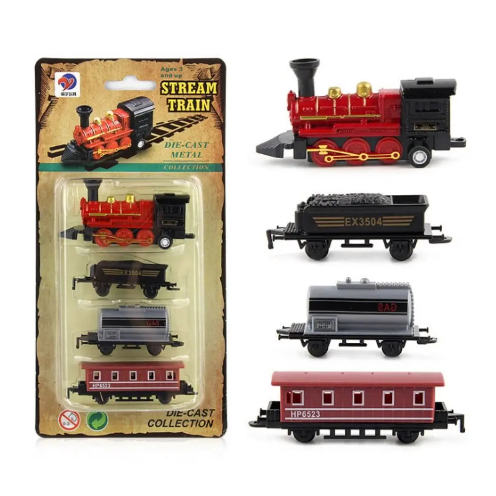 Auto Fahrzeuge Retro Dampfzug Rückziehmodell Diecast 1:60 Legierung Spielzeugzug Kinder Spielzeug Set für Jungen Geschenke Kindergeburtstag
