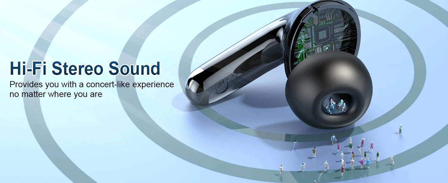 Kabellose Kopfhörer, Bluetooth 5.3 Stereo-Ohrhörer In-Ear mit 4 ENC Mikrofon für klare Anrufe, Geräuschunterdrückende Ohrstöpsel, 48 Stunden Akkulaufzeit.
