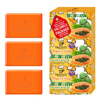 3 Stück Papaya-Seife Reinigende und feuchtigkeitsspendende handgemachte Seife zum Baden, Gesichtwaschen und zur Hautbefeuchtung