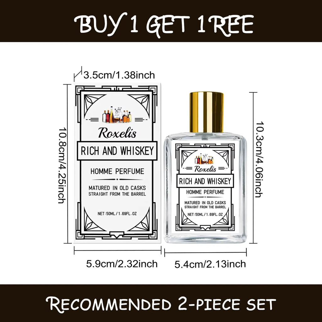 ROXELIS 50ml Rich And Whiskey Homme Parfum Lang Anhaltender Duft, Stärkt den persönlichen Charme, Zeigt selbstbewusst Stil und Eleganz