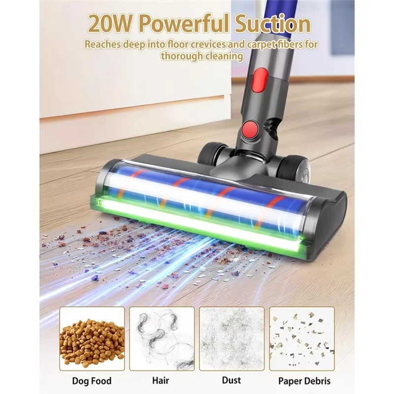 Bürstenkopf für Dyson V7 V8 V10 V11 V15 LED-Stauberkennung Bodenkopf Ersatz Staubsaugeraufsatz für Hartböden