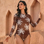Damen Zweiteilige Bademode Langarm Mesh Badeanzug UPF 50+ Hohe Elastizität Gepolstert 2026 Neuer Strand-Badeanzug Beachwear