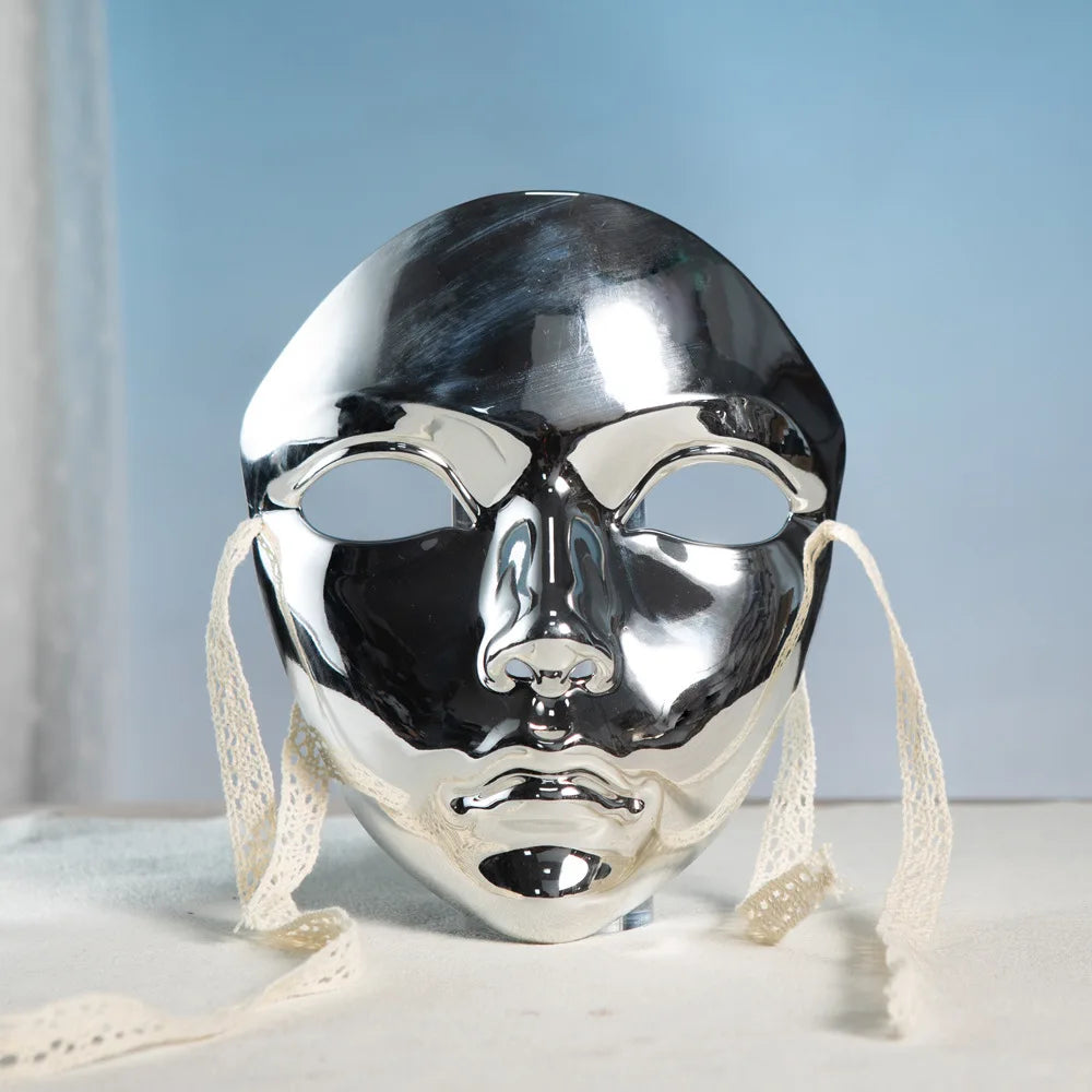 Maskerade Maske Metallic Farbe Halloween Maske Vollgesicht Für Frauen Männer Cosplay Maskerade Kostüm Zubehör