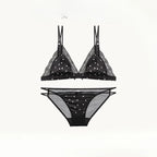 Französischer Stil Süßer Triangel-BH Lingerie Set Damen Satin Spitze Drahtlos Kleiner Busen Raffiniert Dünner Stoff Sexy Weiche Unterwäsche S-XL