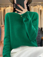100 % Merinowolle Pullover Damen O-Ausschnitt Kaschmir Strickwaren Female Pullover Herbst Winter Freizeit Oberteile Einfarbig Weiche Kleidung