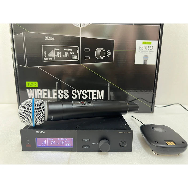 SLXD Mikrofon 500/600/800MHz Drahtloses Mikrofonsystem 4-Pin Headset KSM8/Beta58 Professionelles Audio-Equipment für Bühne Karaoke